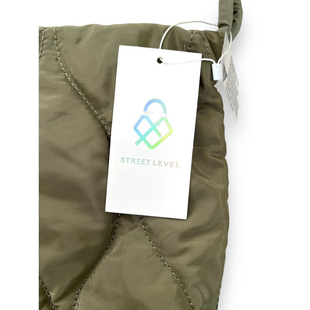 STREET LEVEL Hourglass Quilted Puffy Tote Shoulder Bag | Army Green NWT - Picture 2 of 9
